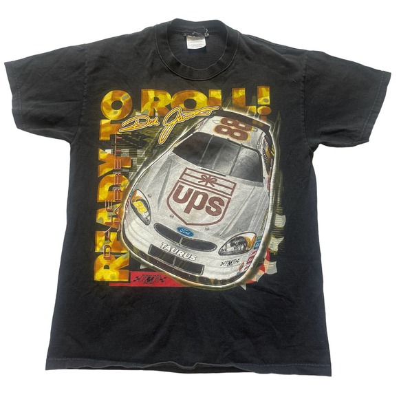 Vintage Dale Jarrett UPS NASCAR RYR Racing Medium Double Sided Shirt - Picture 1 of 7